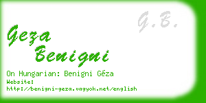 geza benigni business card